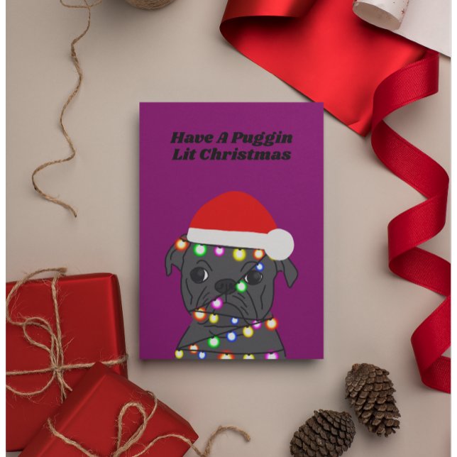 Mops Dog Christmas Feiertagskarte (Von Creator hochgeladen)