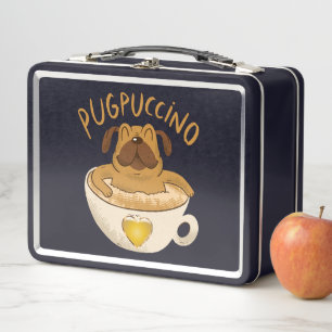 Mops Dog Coffeine Lover Design Metall Brotdose