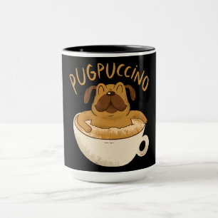 Mops Dog Coffeine Lover Design Tasse
