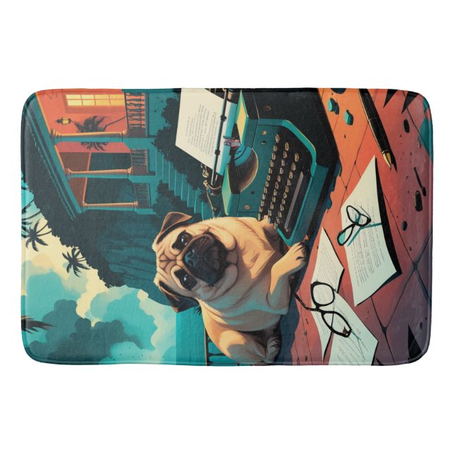 Mops Dog Gentleman Vintag Badematte (Vorderseite)