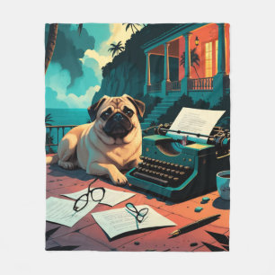 Mops Dog Gentleman Vintag Fleecedecke