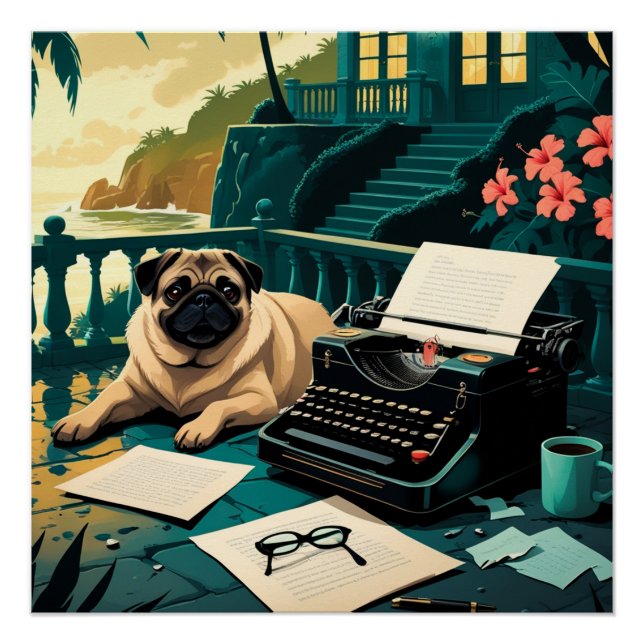 Mops Dog Gentleman Vintag Poster (Vorderseite)