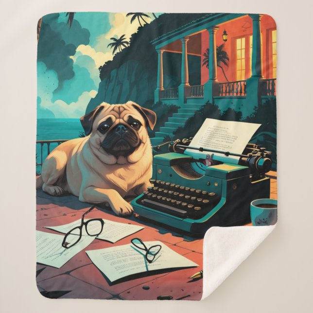 Mops Dog Gentleman Vintag Sherpadecke (Vorderseite)