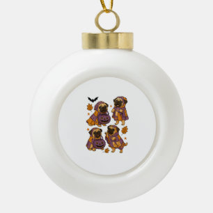 Mops Dog Ghost Halloween Spooky Keramik Kugel-Ornament