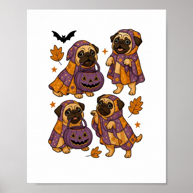 Mops Dog Ghost Halloween Spooky Poster (Vorne)