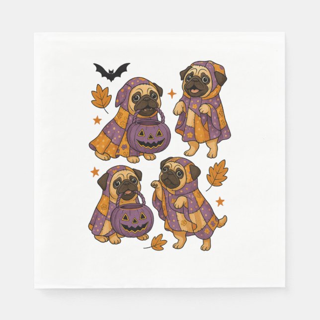 Mops Dog Ghost Halloween Spooky Serviette (Vorderseite)