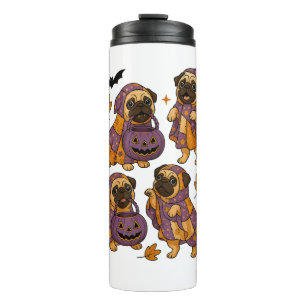 Mops Dog Ghost Halloween Spooky Thermosbecher