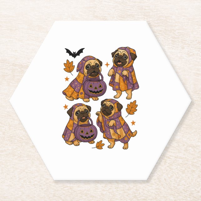 Mops Dog Ghost Halloween Spooky Untersetzer (Vorderseite)