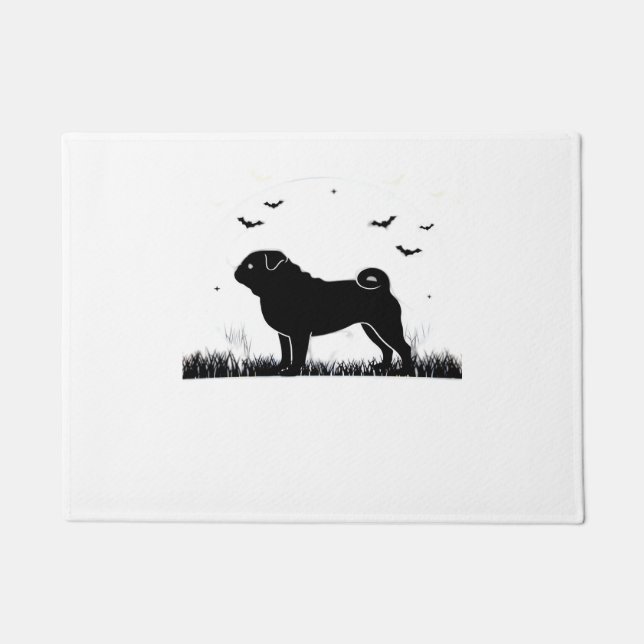 Mops Dog - Halloween Moon Silhouette Classic T-Shi Fußmatte (Vorderseite)