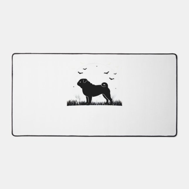 Mops Dog - Halloween Moon Silhouette Classic T-Shi Schreibtischunterlage (Vorderseite)