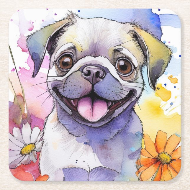 Mops Dog Paper Untersetzer (Vorderseite)