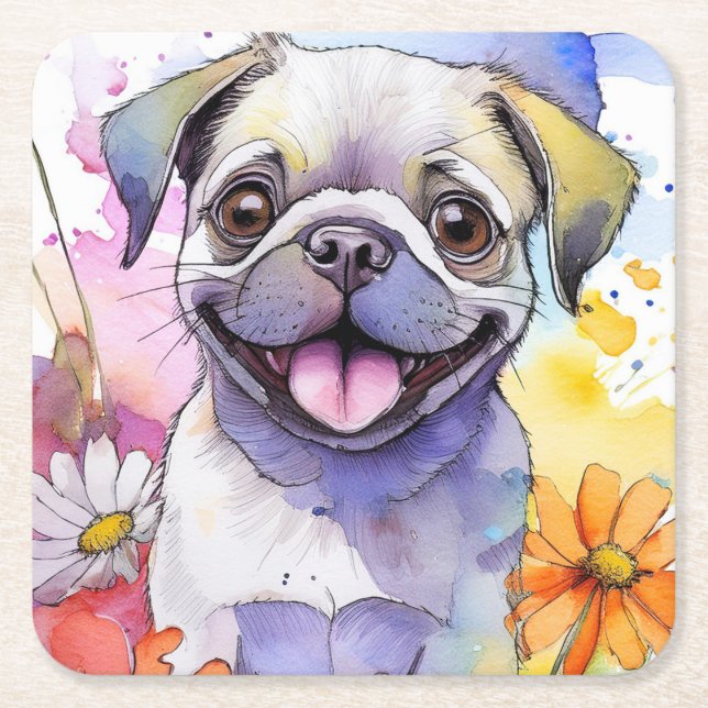 Mops Dog Paper Untersetzer (Vorderseite)