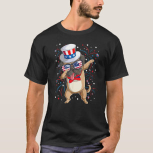 Mops Dog Patriotic Dabbing Mops Dog Tanz 4. Ju T-Shirt