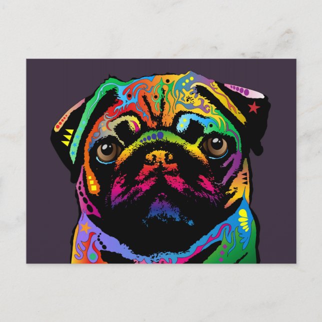 Mops Dog Postkarte (Vorderseite)