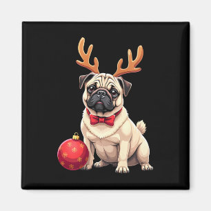 Mops Dog Reindeer Xmas Dog Lover Funny Family Chri Magnet