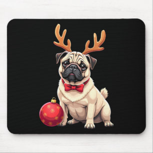 Mops Dog Reindeer Xmas Dog Lover Funny Family Chri Mousepad