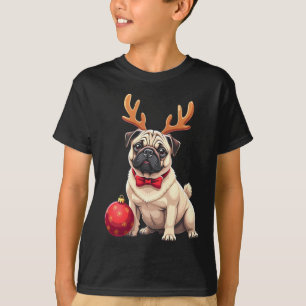Mops Dog Reindeer Xmas Dog Lover Funny Family Chri T-Shirt