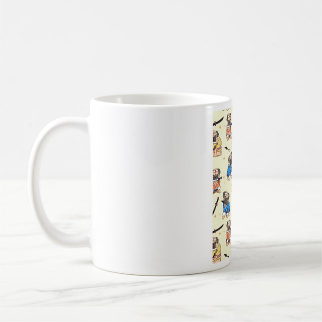 Mops Dog Samurai Muster Kaffeetasse (Links)