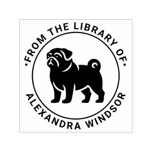 Mops Dog Stehende Silhouette Bibliotheksname Permastempel