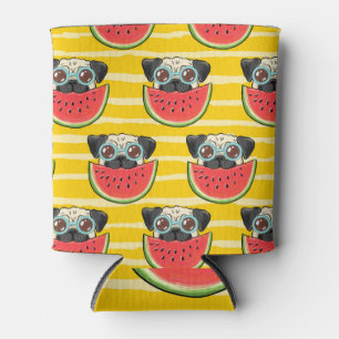 Mops Dog Watermelon: Sommer nahtlos. Dosenkühler