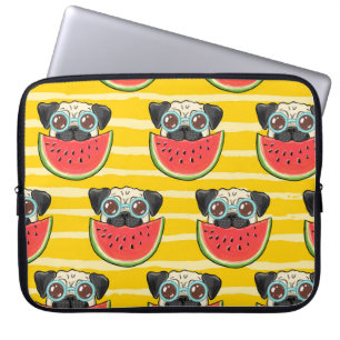 Mops Dog Watermelon: Sommer nahtlos. Laptopschutzhülle