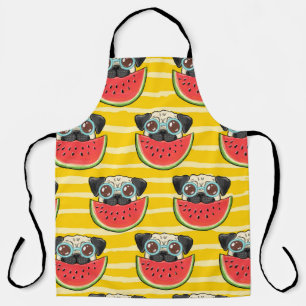 Mops Dog Watermelon: Sommer nahtlos. Schürze