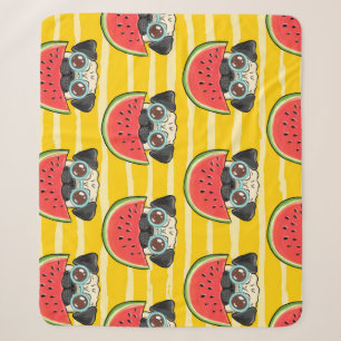 Mops Dog Watermelon: Sommer nahtlos. Sherpadecke
