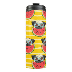 Mops Dog Watermelon: Sommer nahtlos. Thermosbecher