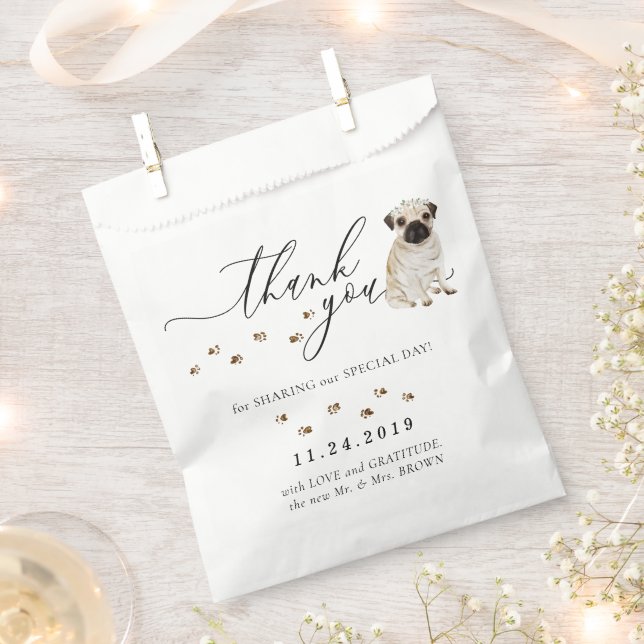 Mops dog Wedding Danke Geschenktütchen (Ausgeschnitten)