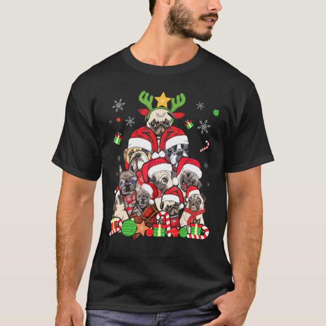 Mops Dog Weihnachtsbaum Dekoration T-Shirt (Vorderseite)