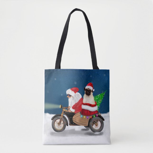 Mops Dog Weihnachtsmann Tasche (Vorderseite)
