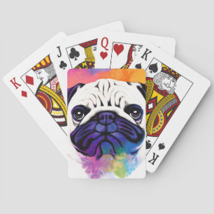 Mops Dog Wilde Natur Tierfarben Malerei Spielkarten