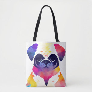 Mops Dog Wilde Natur Tierfarben Malerei Tasche