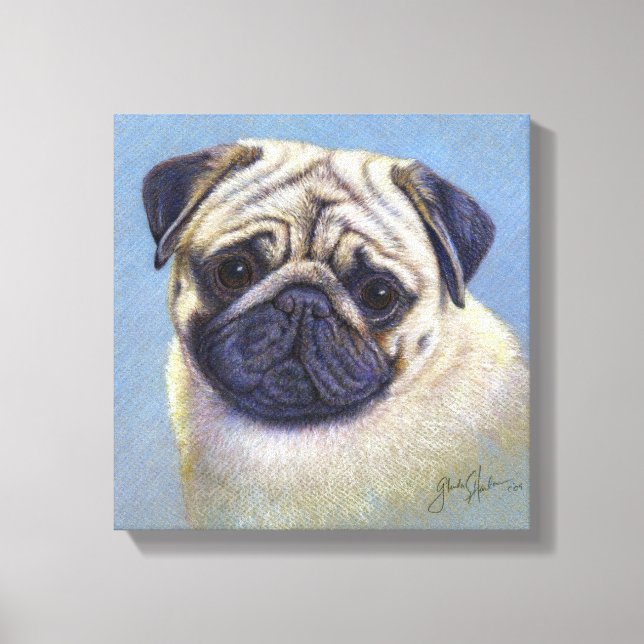 Mops Dog Zeichnend von Glenda S. Harlan Leinwanddruck (Vorderseite)