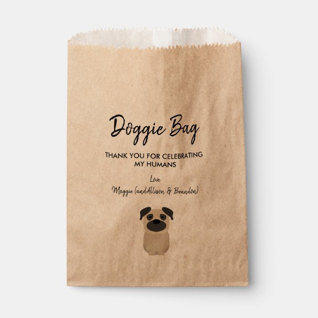 Mops Doggie Bag für Hochzeit, Doggy Leckerei Gefal Geschenktütchen (Vorderseite)