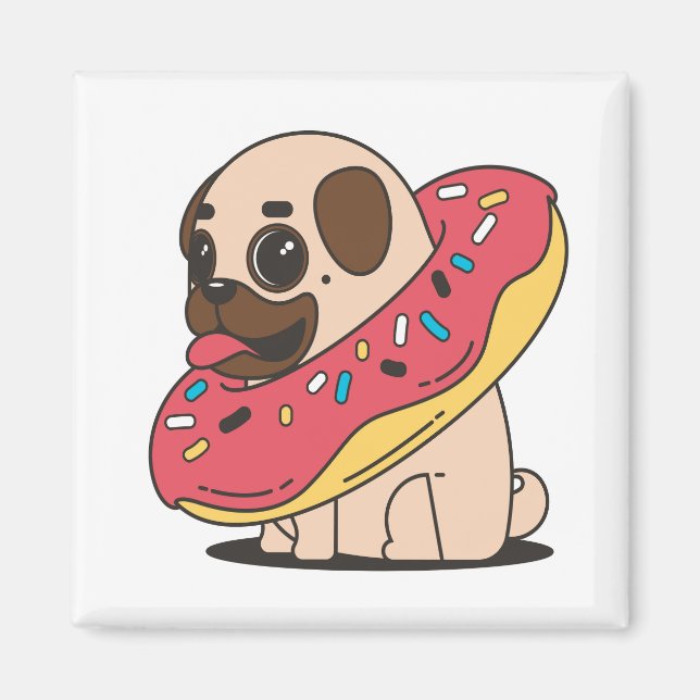 Mops Donut Magnet (Vorne)