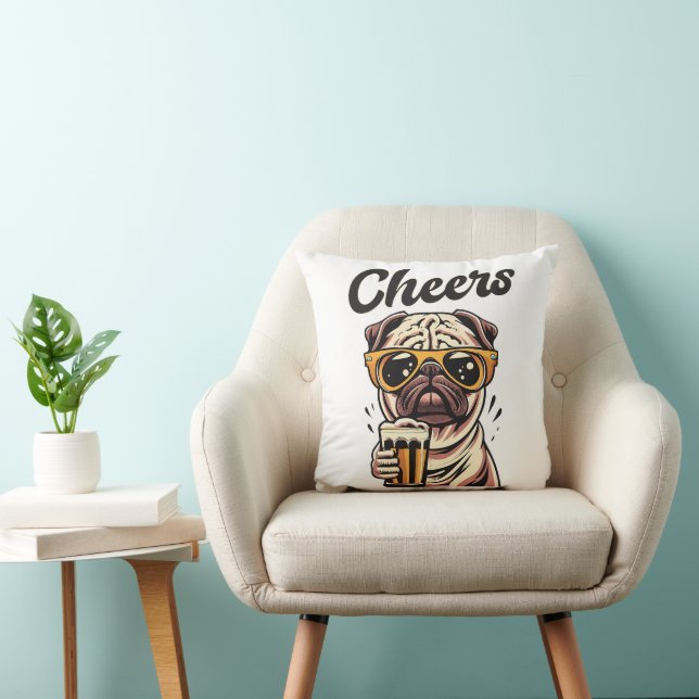 Mops Drink Beer Meme Kissen (Stuhl )