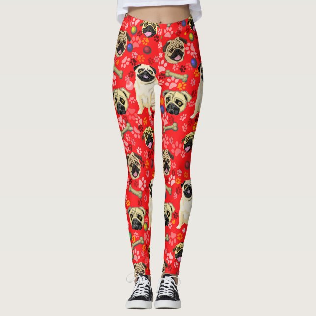 Mops drucken Leggings (Vorderseite)