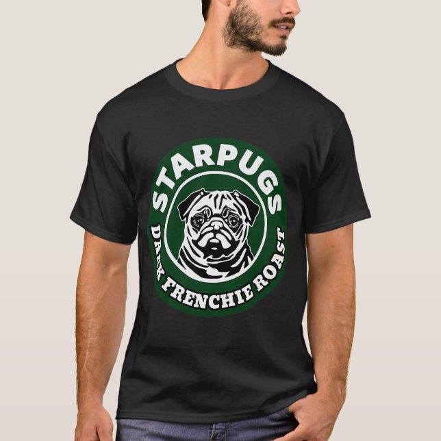 Mops; Dunkle Frenchie-Röstung; T-Shirt (Vorderseite)