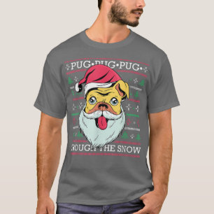 Mops durch den Schnee mit einem Hund für Weihnacht T-Shirt