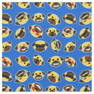Mops Emoji Emoticon-Muster Stoff