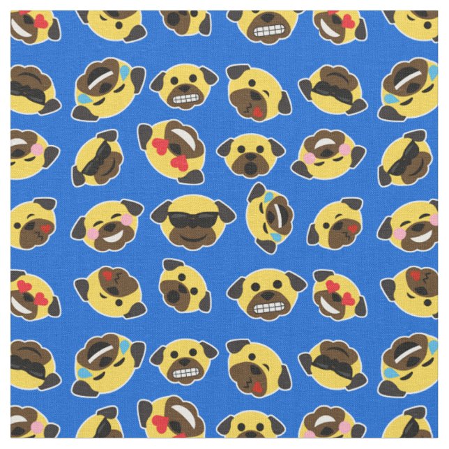 Mops Emoji Emoticon-Muster Stoff (Nahaufnahme)