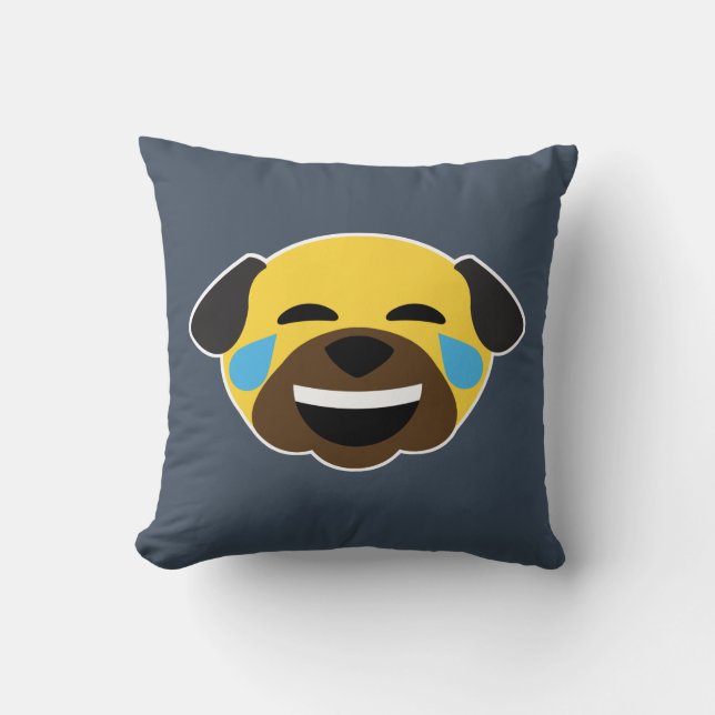 Mops Emoji Emoticon-Risse der Freude und der Liebe Kissen (Vorderseite)