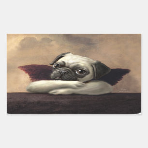 Mops-Engel inspiriert durch RAPHAEL Rechteckiger Aufkleber