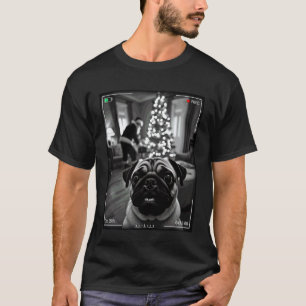 Mops erwischt Weihnachtsmann auf Kamera Weihnachte T-Shirt
