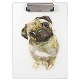 Mops Face Art Print | Niedlicher Mops Hund Klemmbrett