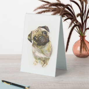 Mops Face Art Print Niedlicher Mops Hund Tischaufsteller