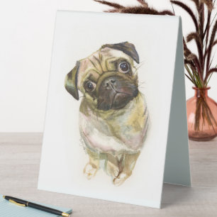 Mops Face Art Print   Niedlicher Mops Hund Tischaufsteller