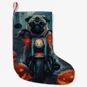 Mops fährt Motorrad Halloween Gruselig Kleiner Weihnachtsstrumpf