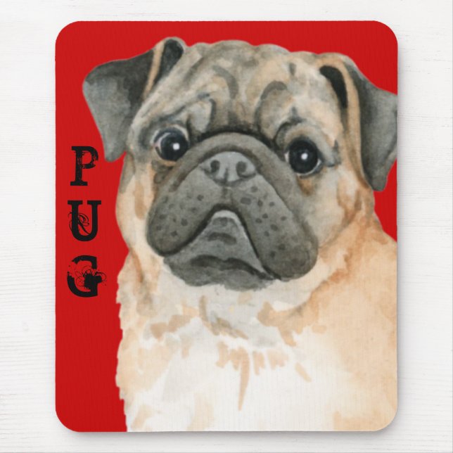 Mops-Farbblock Mousepad (Vorne)